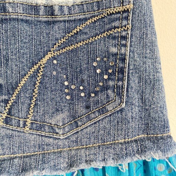 Y2K Teal and Purple Girls Denim Ruffle Skirt - Picture 5 of 7